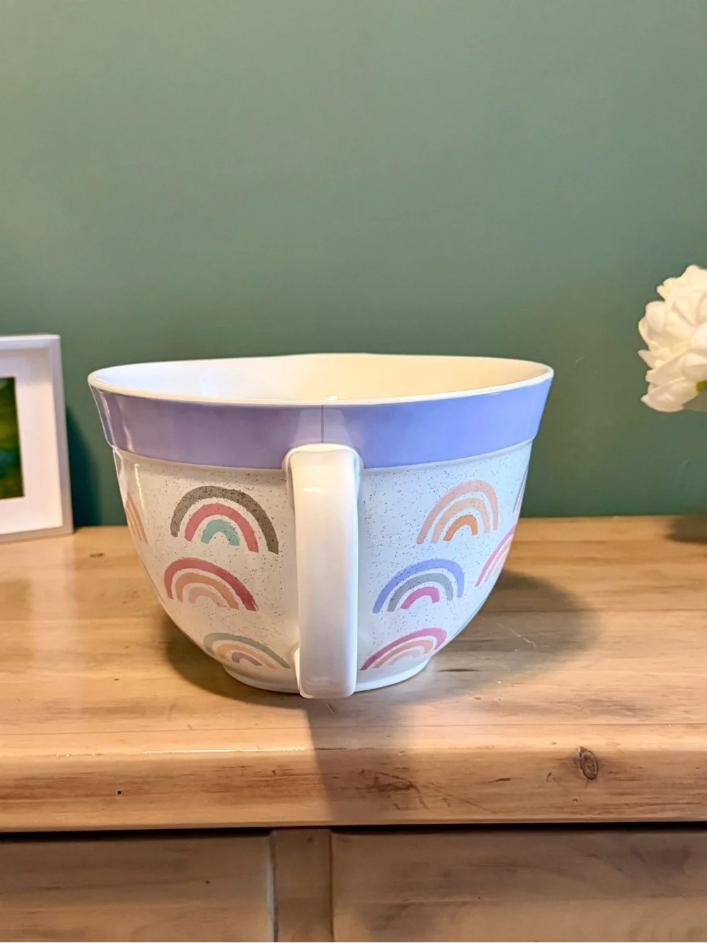 The Bake Shop Rainbow Ceramic Mixing Bowl | Large Batter Bowl